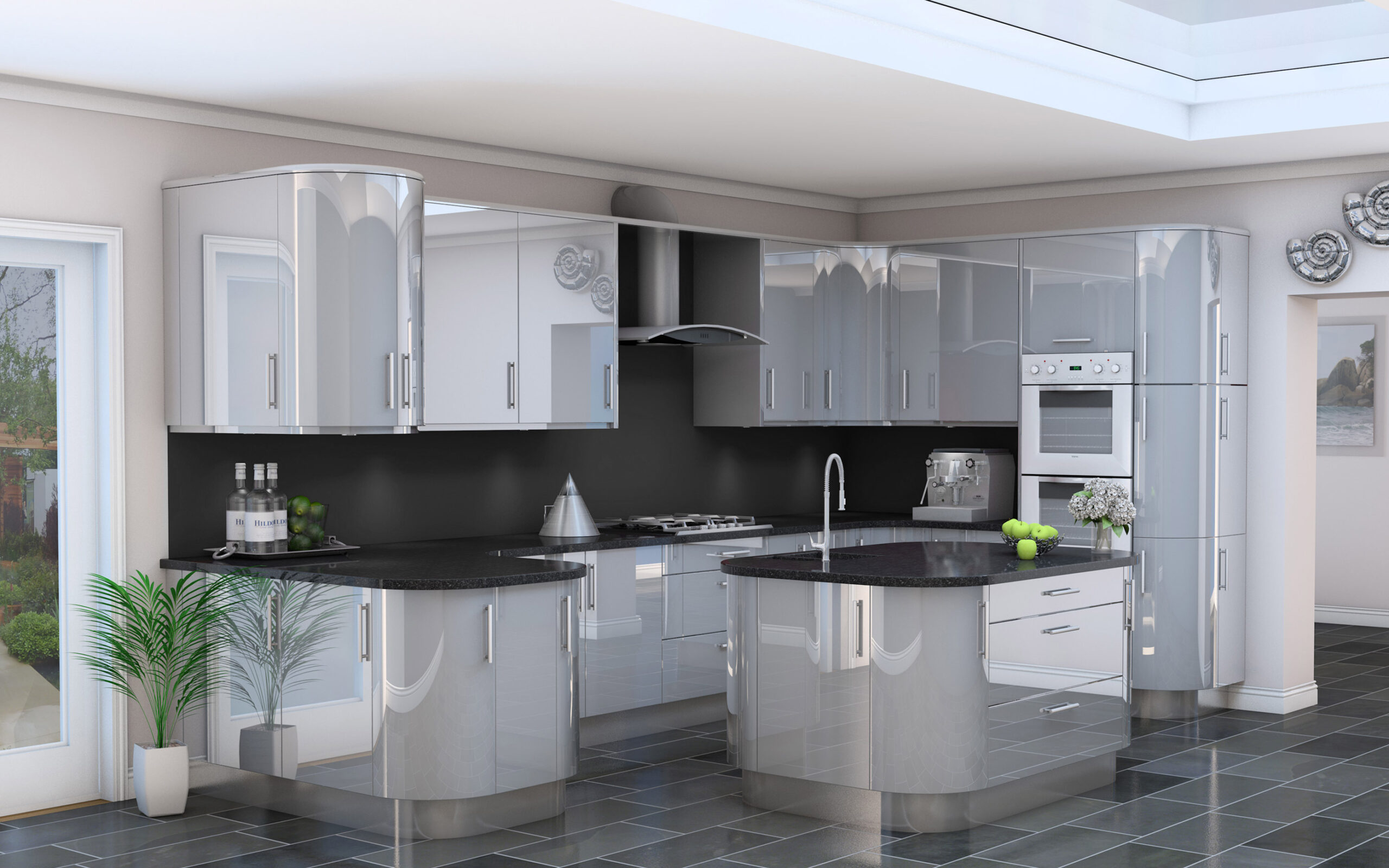 Gloss Silver Grey Kitchen - MAK Distribution